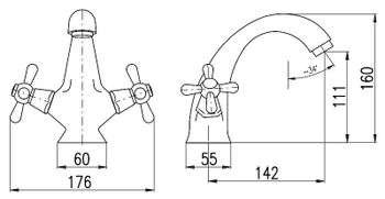 Смеситель для раковины Rav Slezak Morava retro MK528.5SM Бронза — фото 2, Смесители для раковины