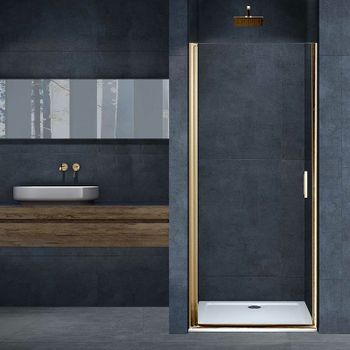 Душевая дверь Vincea Alpha 90 VDP-3AL900CLG профиль Брашированное золото стекло прозрачное — фото 1, Распашные душевые двери