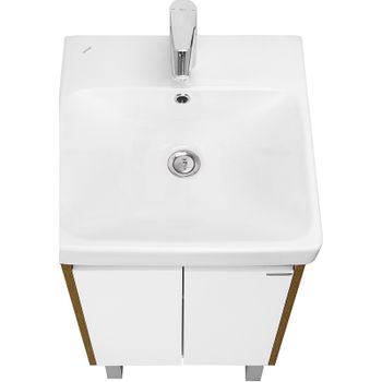 Тумба под раковину Aquaton Сканди Doors 45 1A278701SDZ90 Белый глянец Дуб рустикальный — фото 2, Тумбы под раковину