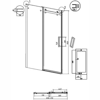 Душевая дверь Grossman Classic 110 100.K33.04.110.42.00 профиль Графит сатин стекло прозрачное — фото 11, Раздвижные душевые двери