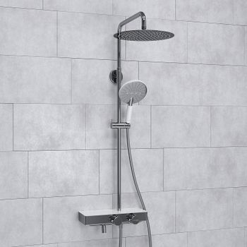 Душевая система WasserKRAFT A113.116.059.CH Thermo с термостатом Хром Белая — фото 8, Душевые стойки