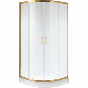 Душевой уголок Niagara Nova 100х100 NG-6407-08 GOLD профиль Желтое золото стекло прозрачное — фото 1, Душевые уголки четверть круга