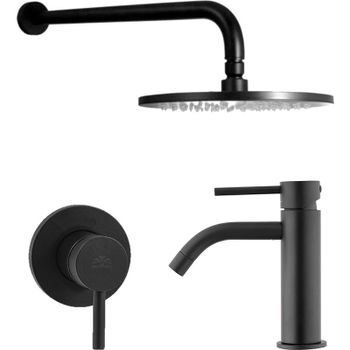 Комплект смесителей Paffoni Light KITLIG011NO071 Черный матовый — фото 1, Готовые комплекты для ванной комнаты