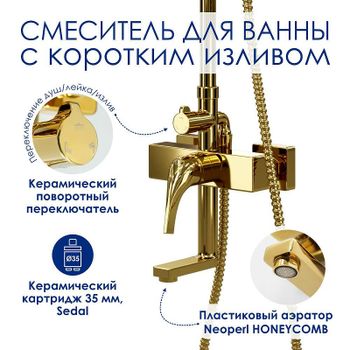 Душевая система WasserKRAFT A171.263.207.PG Золото глянцевое — фото 4, Душевые стойки