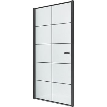 Душевая дверь New Trendy New Varia Black 90 D-0277A профиль Черный стекло прозрачное — фото 1, Распашные душевые двери