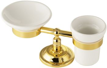 Стакан для зубных щеток с мыльницей Migliore Mirella 17325 Золото — фото 2, Стаканы для зубных щеток