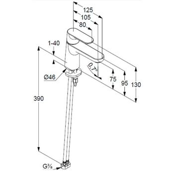 Смеситель для раковины Kludi Louva 242723975 Черный матовый — фото 2, Смесители для раковины