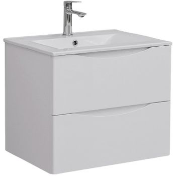 Тумба с раковиной Bond Wave 60 T01600-S05W подвесная Белая глянцевая — фото 2, Тумбы с раковиной