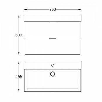 Тумба с раковиной Veedi Modern Line 85 14000017 подвесная Графит — фото 7, Тумбы с раковиной