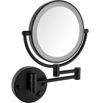 Косметическое зеркало Timo Saona 13376/03 с увеличением с подсветкой Черное — фото 1, Косметические зеркала