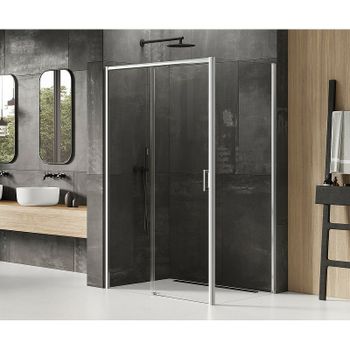 Душевой уголок New Trendy Prime Chrome 100х70 L D-0298A/D-0122B профиль Хром стекло прозрачное — фото 2, Прямоугольные душевые уголки