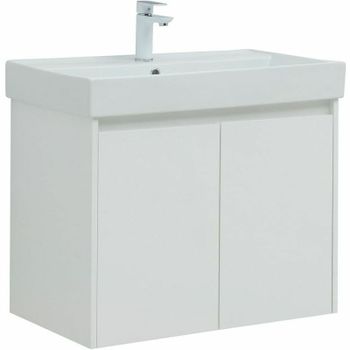 Тумба с раковиной Aquanet Nova Lite 75 302526 подвесная Белый глянец — фото 1, Тумбы с раковиной