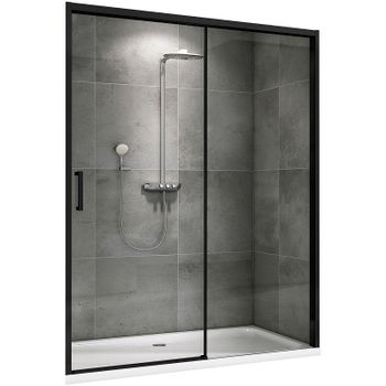 Душевая дверь Abber Komfort 160 AG93160B профиль Черный стекло прозрачное — фото 2, Раздвижные душевые двери