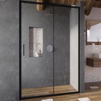 Душевая дверь Ravak Blix Slim BLSDP2-120 X0PMG0300Z1 профиль Черный матовый стекло Transparent — фото 1, Раздвижные душевые двери