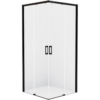 Душевой уголок New Trendy Prime Black 90х100 D-0314A/D-0317A профиль Черный стекло прозрачное — фото 1, Прямоугольные душевые уголки