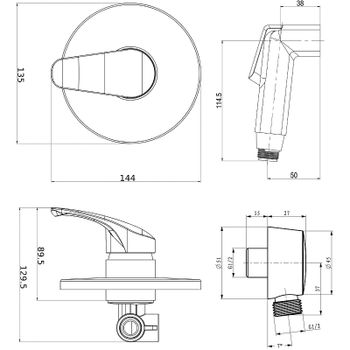 Гигиенический душ со смесителем Orange OneLife P01-888cr Хром — фото 5, Гигиенические души