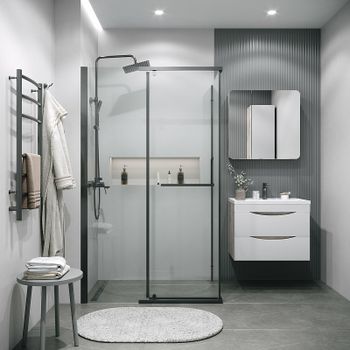 Душевой уголок Grossman Pragma 100х90 120.K33.03.1090.42.00 профиль Графит сатин стекло прозрачное — фото 2, Прямоугольные душевые уголки