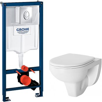 Комплект унитаза Damixa Jupiter DX77C1738SC с инсталляцией Grohe Rapid SL 38721001 с сиденьем Микролифт и клавишей смыва Хром — фото 1, Комплекты унитаз + инсталляция