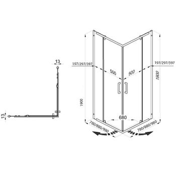 Душевой уголок Triton Каппа-Хром 90х90 Щ0000054220 профиль Хром стекло прозрачное — фото 11, Душевые уголки трапеция