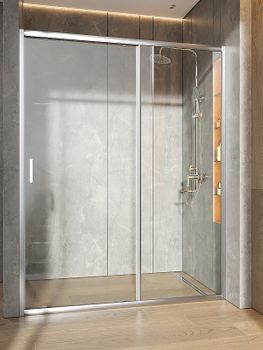 Душевая дверь в нишу Orange E02-150TCR 150 профиль Хром стекло прозрачное — фото 3, Раздвижные душевые двери