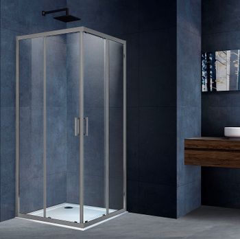 Душевой уголок Vincea Alpha 90x90 VSS-3AL900CLGM профиль Вороненая сталь стекло прозрачное — фото 1, Квадратные душевые уголки