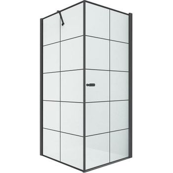 Душевой уголок New Trendy New Soleo Black 90х90 R D-0285A/D-0121B профиль Черный стекло прозрачное — фото 1, Квадратные душевые уголки