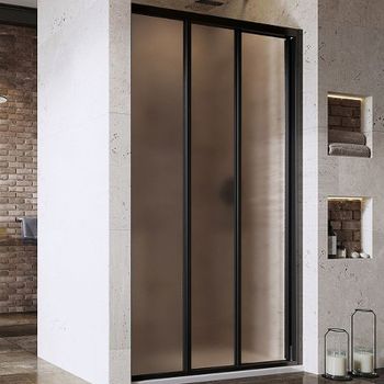 Душевая дверь Ravak Supernova ASDP3-130 00VJ03R2ZG профиль Черный матовый стекло Grape — фото 1, Раздвижные душевые двери