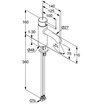 Смеситель для раковины Kludi Bozz 382720576 Хром — фото 3, Смесители для раковины