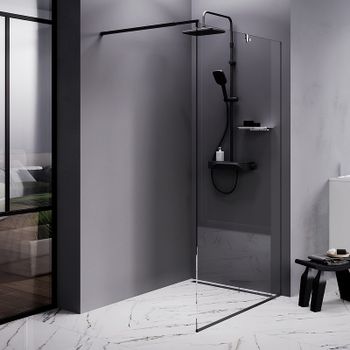 Душевая перегородка AM.PM Func 110 W84WI-110-F1-BTE профиль Черный стекло прозрачное — фото 1, Душевые перегородки