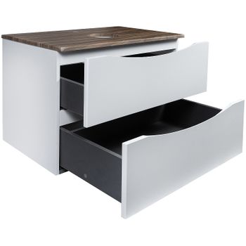 Тумба под раковину Bond Cube 80 T09805 подвесная Белая матовая Дуб — фото 5, Тумбы под раковину