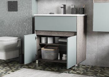 Тумба под раковину Aquaton Форест 75 1A278301FR9C0 Дуб рошелье Сумеречный голубой — фото 11, Тумбы под раковину