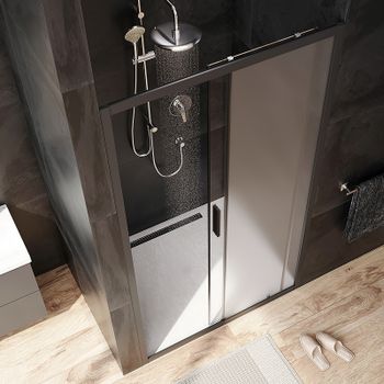 Душевая дверь AM.PM Gem Solo 110 W90G-110-1-195BM профиль Черный матовый стекло матовое-прозрачное — фото 3, Раздвижные душевые двери