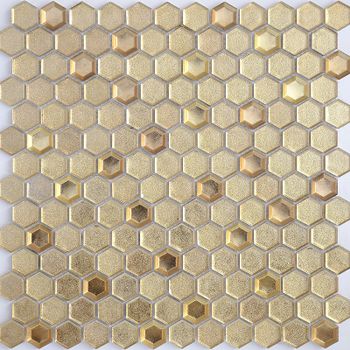 Стеклянная мозаика Caramelle mosaic Alchimia Aureo grani hexagon 30x30 см — фото 1, Мозаика