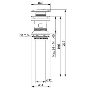 Донный клапан Damixa Option 210610000 click-clack Хром — фото 4, Донные клапаны