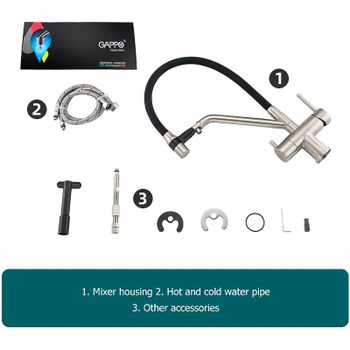 Смеситель для кухни Gappo G4398-85 Сатин Черный — фото 18, Смесители для кухни