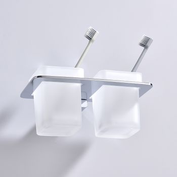 Стакан для зубных щеток Raglo R301.08 двойной Хром — фото 6, Стаканы для зубных щеток