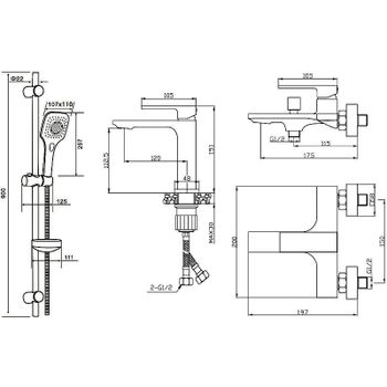 Комплект смесителей Orange Lutz M04-311cr Хром — фото 13, Готовые комплекты для ванной комнаты