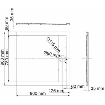 Душевой поддон из искусственного камня WasserKRAFT Abens 90x90 20T03 Черный матовый — фото 2, Душевые поддоны из искусственного камня