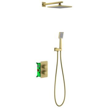 Душевая система Timo Petruma SX-5059/17SM с термостатом Золото матовое — фото 1, Встраиваемые душевые комплекты