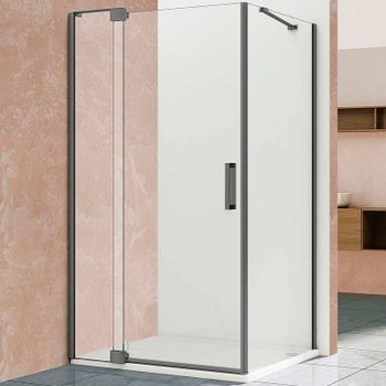 Душевой уголок Vincea Extra 100x90 VSR-1E901090CLGM профиль Вороненая сталь стекло прозрачное — фото 1, Прямоугольные душевые уголки