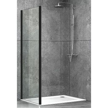 Душевая стенка Abber S90B 90x190 профиль Черный стекло прозрачное — фото 1, Боковые стенки