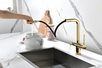 Смеситель для кухни Paulmark Serpentine Se213222-G Золото — фото 11, Смесители для кухни