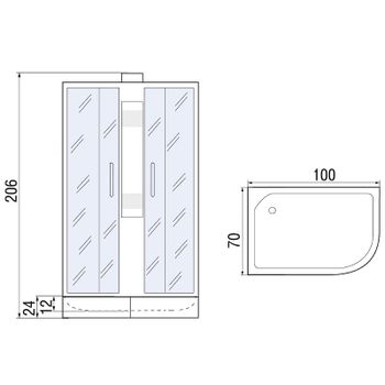 Душевая кабина River Nara 100x70 МТ L Б/К 10000008783 с поддоном — фото 12, Душевые кабины