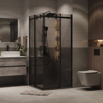 Душевой уголок Grossman Classic 100х100 300.K33.04.1010.21.10 профиль Черный матовый стекло тонированное — фото 1, Квадратные душевые уголки