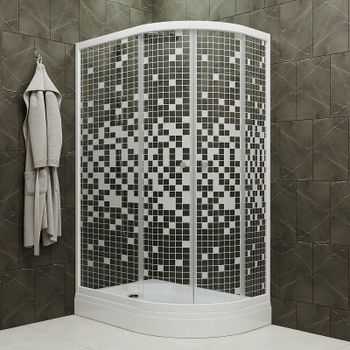 Душевой уголок Triton Коралл 120х80 А L Щ0000061780 профиль Белый стекло прозрачное с узором — фото 1, Асимметричные душевые уголки