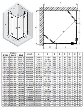 Душевой уголок New Trendy Avexa Gold 90х120 EXK-1783 профиль Брашированное золото стекло прозрачное — фото 12, Прямоугольные душевые уголки