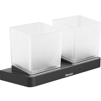 Стакан для зубных щеток Ravak 10° X07P558 двойной Черный матовый — фото 1, Стаканы для зубных щеток