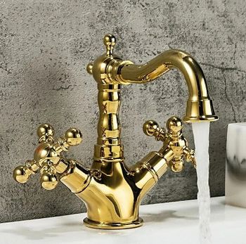 Смеситель для раковины Gappo G89-6 G1389-6 Золото — фото 2, Смесители для раковины