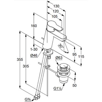 Смеситель для раковины Kludi Pure Easy XL 372909165 Белый Хром — фото 3, Смесители для раковины
