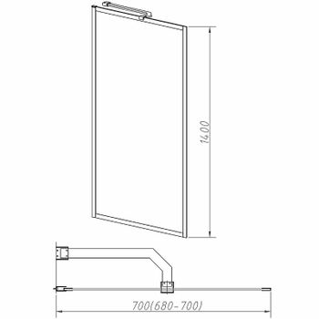 Шторка на ванну Vincea City 70x140 VSB-41700CLB профиль Черный матовый стекло прозрачное — фото 4, Неподвижные шторки для ванной